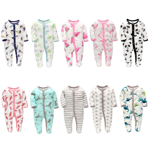 Baby Schlafstrampler Schlafanzug Schlafstrampler Schlafsack  Baumwolle mit Füßen mit knöpfen für unisex Neugborene 0-7 Monate