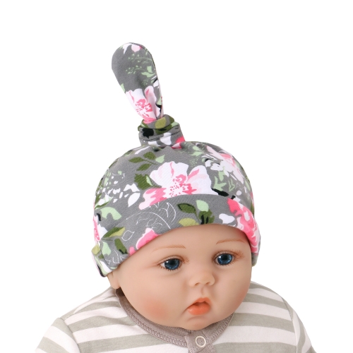 Mütze aus 100% Bio-Baumwolle mit individuellem Blumendruck für Neugeborene